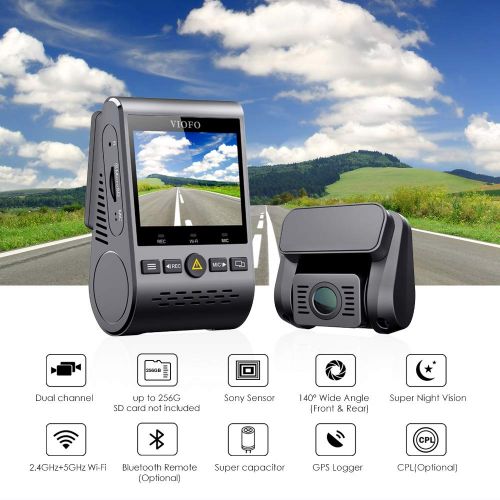  VIOFO Official Dash Cam A129 Duo Dual Channel Wi-Fi Full HD 1080P Front and Rear Camera with GPS with CPL Filter