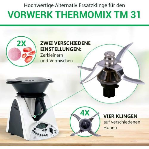  VIOKS Messer fuer Vorwerk Thermomix TM31 Kuechenmaschine Mixmesser inkl Dichtung Ultrascharf Edelstahl Thermomix Zubehoer/Ersatzteile