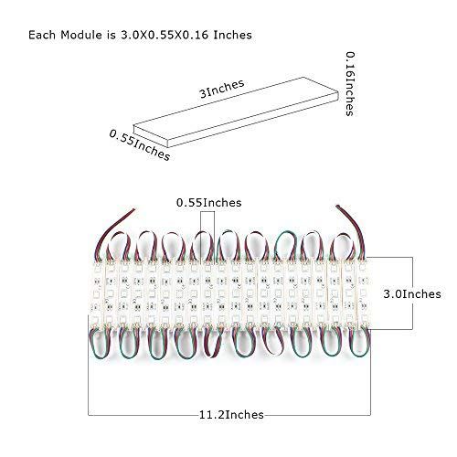  VIPMOON 200Pcs/600LEDs Storefront Lights DC 12V 5050 RGB SMD 3 LED Module Lights Waterproof Light Lamp