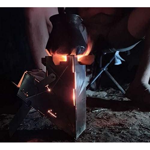  VIREStove Vire Mini Rocket Stove - Folding Wood Burning Portable Camping Stove for Backpacking, Hiking, Fishing and Hunting Survival Emergency Stove - Fits Backpack - Stick Twig Stove