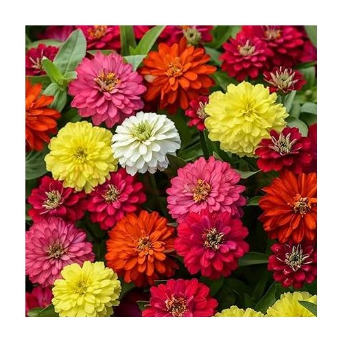  1000+ Crazy Blend Zinnia Seeds for Planting Zinnia Elegans Heirloom Open Pollinated & Untreated Mixed Color Zinnia Flowers