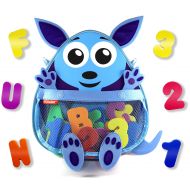 VISULIZ Kangaroo Bath Toy Organizer with Toys  Premium Mesh Bath Toy Storage Net + 36 Foam Bath Letters...