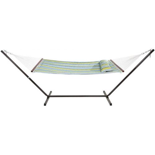  VITA5 Hangematte mit Gestell Outdoor, Bis zu 2 Personen / 200kg, 190 * 140, Entfernbarer Kopfkissen, Wetterfest UV-bestandig (gruen/blau)