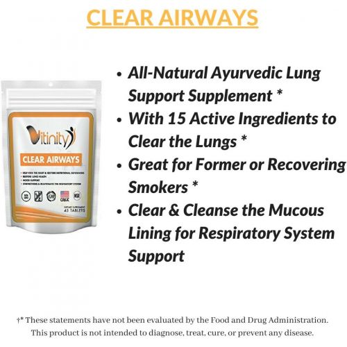  VITINITY Lung Cleanse for Smokers - Clear Your Airways Lung Support Supplement - Natural Lung Health Complex - Lung Detox - for Smokers, Those with Asthma, Seasonal Allergy Relief Seekers -