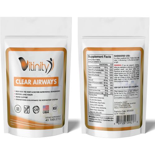  VITINITY Lung Cleanse for Smokers - Clear Your Airways Lung Support Supplement - Natural Lung Health Complex - Lung Detox - for Smokers, Those with Asthma, Seasonal Allergy Relief Seekers -