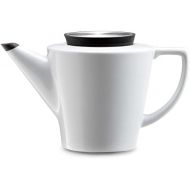 VIVA scandinavia Teekanne Porzellan mit Teesieb fuer losen Tee, mit Henkel, schenkt Tropffrei, weiss mit Deckel schwarz, 1.2L