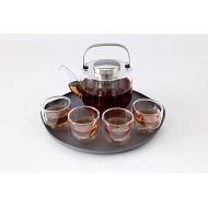 [아마존베스트]VIVA scandinavia Tee-Set Glas: Teekanne mit Siebeinsatz und 4 kleine Tee-Tassen aus Borosilikat Glas, Geschirrspueler-geeignet, Tropffrei, 0.75 Liter