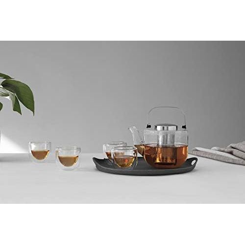  VIVA scandinavia Tee-Set Glas: Teekanne mit Siebeinsatz und 4 kleine Tee-Tassen aus Borosilikat Glas, Geschirrspueler-geeignet, Tropffrei, 0.75 Liter