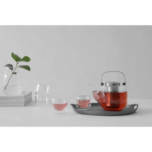  VIVA scandinavia Tee-Set Glas: Teekanne mit Siebeinsatz und 4 kleine Tee-Tassen aus Borosilikat Glas, Geschirrspueler-geeignet, Tropffrei, 0.75 Liter