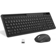 [아마존베스트]Vivefox Wireless Keyboard and Mouse - Keyboard with Phone Holder, seenda 2.4GHz Silent USB Wireless Keyboard Mouse Combo, Full-Size Keyboard and Mouse for Computer, Desktop and Laptop (Bla