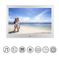 VIVIJIA 13-Inch Digital Photo Frame, Hd Led Movie Player Alarm Clock Calendar Function Supports Multiple File Formats and External USB Sd Memory Multi-Color,Silver