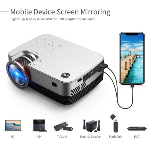  [아마존베스트]VIVIMAGE C480 Mini Projector, 3000 Lux Full HD 1080P Supported and 170 Display Portable Video Projector with 40,000 Hrs LED Lamp Life, Compatible with TV Stick, PS4, HDMI, VGA, TF,