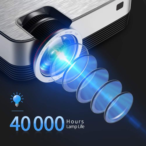  [아마존베스트]VIVIMAGE C480 Mini Projector, 3000 Lux Full HD 1080P Supported and 170 Display Portable Video Projector with 40,000 Hrs LED Lamp Life, Compatible with TV Stick, PS4, HDMI, VGA, TF,