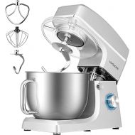 VIVOHOME 7.5 Quart Stand Mixer, 660W 6-Speed Tilt-Head Kitchen Electric Food Mixer with Beater, Dough Hook, Wire Whip, and Egg Separator, Silver