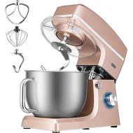 VIVOHOME 7.5 Quart Stand Mixer, 660W 6-Speed Tilt-Head Kitchen Electric Food Mixer with Beater, Dough Hook, Wire Whip, and Egg Separator, Champagne