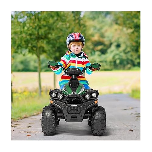 비보 VIVOHOME Kids Ride on ATV, 12V Battery Powered Toy Car with High/Low-Speed 2.7 mph Max Speed, LED Lights, Music, Horn, and Treaded Tires, 4 Wheeler for Kids Ages 3-8 Gift