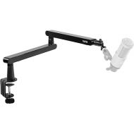 VIVO Low Profile Broadcast/Podcast Microphone Boom Arm Stand with 3/8 and 5/8 inch Screw Adapter, Heavy Duty Desk Mount, Professional Mic Stand with 360 Rotation, Black, STAND-MIC03L