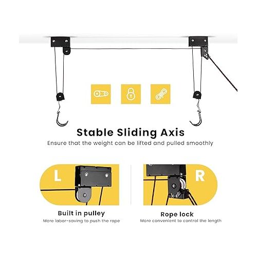 비보 VIVOHOME Kayak Hoist Lift Pulley System for Overhead Garage Storage Canoe Bicycle Ceiling Hoist Hanging System 125lbs Pack of 2