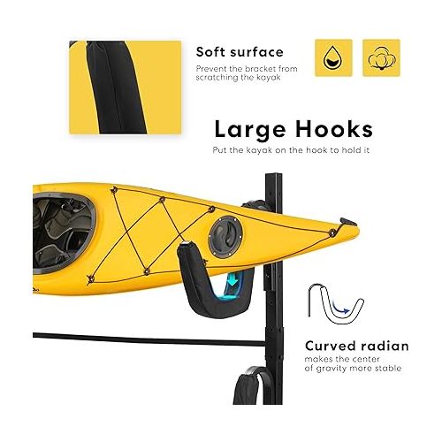 비보 VIVOHOME Heavy Duty Freestanding Dual Storage Rack Height Adjustable Carrier Stand for Kayaks SUP Paddle Boards and Canoes