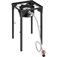 VIVOHOME Single Propane Outdoor Burner 100,000 BTU Camping Stove with Adjustable Legs, Gas Stove for Camp Cookout