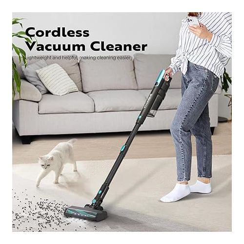 비보 VIVOHOME Cordless Vacuum Cleaner 22.5Kpa Powerful Stick Vacuum with 3 Suction Modes, Max 38 Minutes Runtime, Lightweight Handheld Vacuum for Hard Floors, Sofas, Carpets