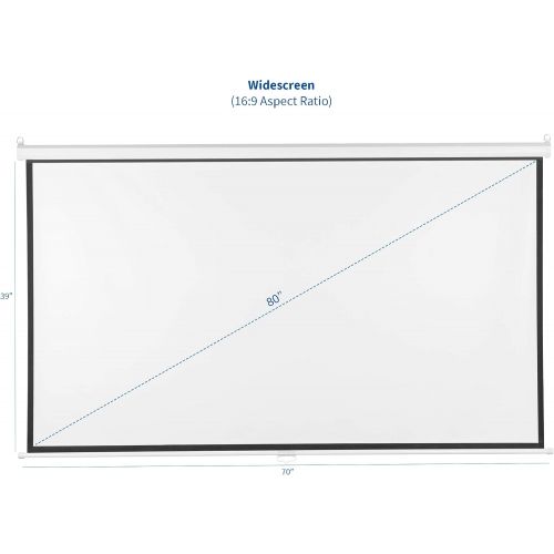 비보 [아마존베스트]VIVO 80 Projector Screen, 80 inch Diagonal 16:9 Projection HD Manual Pull Down Matte White Home Theater VIVO (PS-M-080)