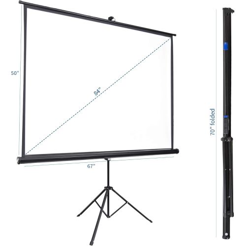 비보 [아마존베스트]VIVO 84 inch Portable Indoor Outdoor Projector Screen, 84 Inch Diagonal Projection HD 4:3 Projection Pull Up Foldable Stand Tripod (PS-T-084)