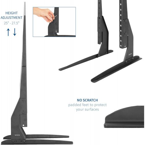 비보 [아마존베스트]VIVO Universal LCD Flat Screen TV Table Top VESA Mount Stand Black | Base fits 22 to 65 (STAND-TV00Y)