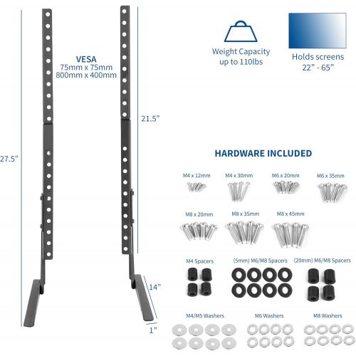 비보 [아마존베스트]VIVO Universal LCD Flat Screen TV Table Top VESA Mount Stand Black | Base fits 22 to 65 (STAND-TV00Y)