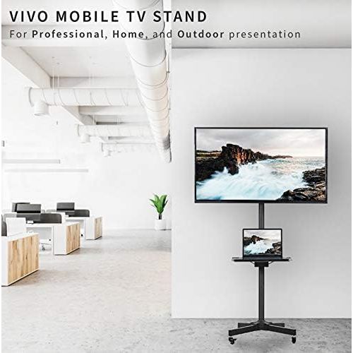 비보 [아마존베스트]VIVO Mobile TV Cart for 23 to 55 inch LCD LED Plasma Flat Screen Panel | Trolley Floor Stand with Locking Wheels (STAND-TV04M)