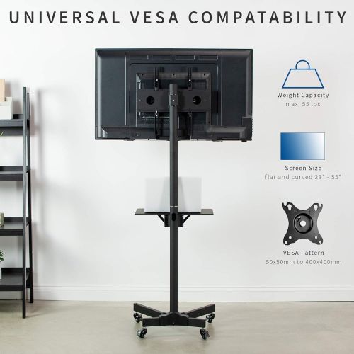 비보 [아마존베스트]VIVO Mobile TV Cart for 23 to 55 inch LCD LED Plasma Flat Screen Panel | Trolley Floor Stand with Locking Wheels (STAND-TV04M)