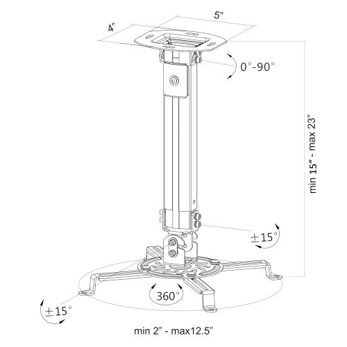 비보 [아마존베스트]VIVO Universal Extending Black Ceiling Projector Mount | Height Adjustable Projection (MOUNT-VP02B)