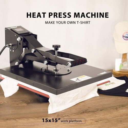 비보 VIVOHOME 15 x 15 Inch Industrial Household Digital Heat Press Printing Machine Clamshell Transfer Sublimation for T-Shirt Mouse Pad Phone Case