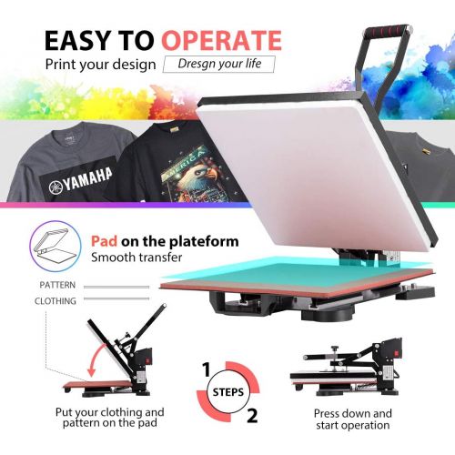 비보 VIVOHOME 15 x 15 Inch Industrial Household Digital Heat Press Printing Machine Clamshell Transfer Sublimation for T-Shirt Mouse Pad Phone Case