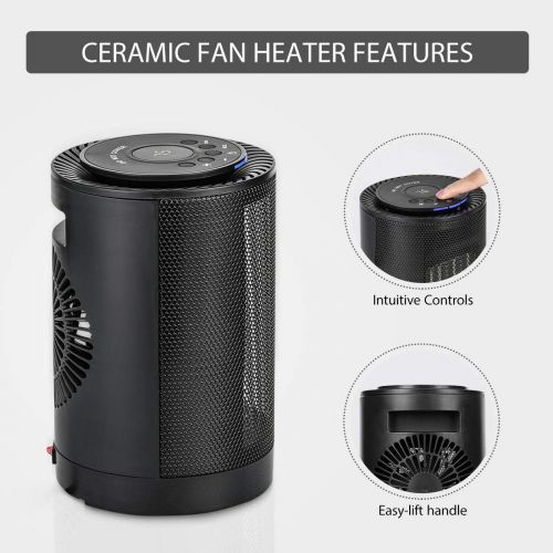 비보 VIVOHOME 1200W 3 Modes Portable Ceramic Space Heater Fan with Thermostat and Auto Oscillating, 70-inch Long Power Cord for Indoor Use, Black