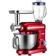 VIVOHOME 3 in 1 Multifunctional Stand Mixer with 6 Quart Stainless Steel Bowl, 650W 6-Speed Tilt-Head Meat Grinder Juice Blender, Red