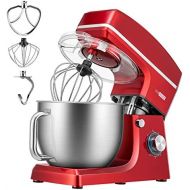 VIVOHOME 7.5 Quart Stand Mixer, 660W 6-Speed Tilt-Head Kitchen Electric Food Mixer with Beater, Dough Hook and Wire Whip, Red