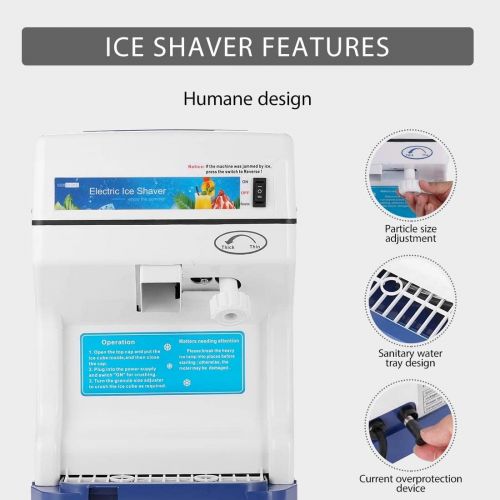 비보 VIVOHOME Electric Ice Crusher Shaver Snow Cone Maker Machine 265lbs/hr for Home and Commercial Use Blue