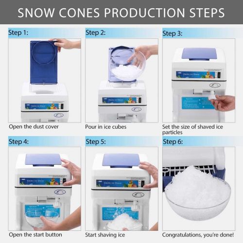 비보 VIVOHOME Electric Ice Crusher Shaver Snow Cone Maker Machine 265lbs/hr for Home and Commercial Use Blue