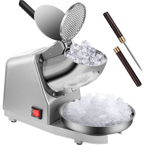 비보 VIVOHOME Electric Dual Blades Ice Crusher Shaver Snow Cone Maker Machine Silver 143lbs/hr with Ice Pick for Home and Commercial Use