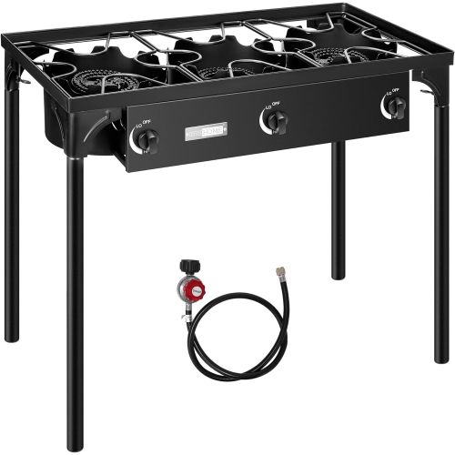 비보 VIVOHOME Outdoor 3-Burner Stove, Max. 225,000 BTU/hr, Heavy Duty Tri-Propane Cooker with Detachable Legs Stand for Camping Cookout