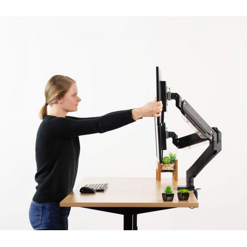 비보 VIVO Premium Aluminum Heavy Duty Arm, Standard and Widescreen Dual Monitor Desk Mount with Instant Pneumatic Spring Height Adjustment, USB 3.0, VESA Stand fits 2 Screens up to 32 i