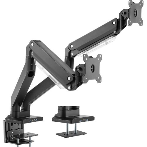 비보 VIVO Premium Aluminum Heavy Duty Arm, Standard and Widescreen Dual Monitor Desk Mount with Instant Pneumatic Spring Height Adjustment, USB 3.0, VESA Stand fits 2 Screens up to 32 i