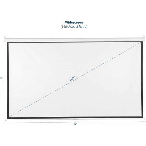 비보 VIVO 100 inch Diagonal Projector Screen, 16:9 Projection HD Manual Pull Down, PS-M-100