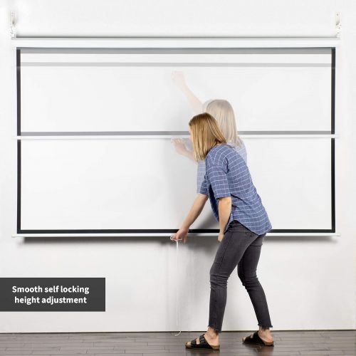 비보 VIVO 100 inch Diagonal Projector Screen, 16:9 Projection HD Manual Pull Down, PS-M-100