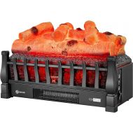 [아마존베스트]VIVOHOME 110V Electric Fireplace Log Set Heater with Glowing Ember Bed and Remote Controller Black