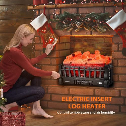 비보 [아마존베스트]VIVOHOME 110V Electric Fireplace Log Set Heater with Glowing Ember Bed and Remote Controller Black