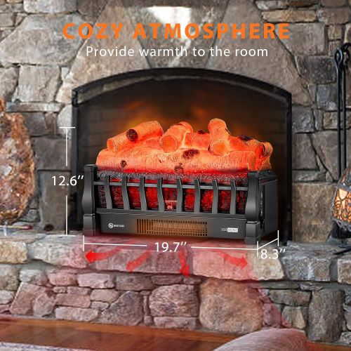 비보 [아마존베스트]VIVOHOME 110V Electric Fireplace Log Set Heater with Glowing Ember Bed and Remote Controller Black