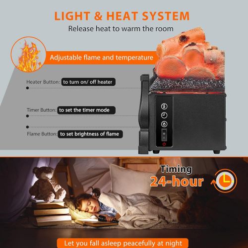 비보 [아마존베스트]VIVOHOME 110V Electric Fireplace Log Set Heater with Glowing Ember Bed and Remote Controller Black