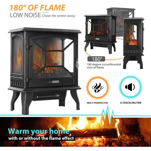 비보 [아마존베스트]VIVOHOME 17 Inch Height Freestanding Electric Fireplace Stove Heater with Realistic 3D Dancing Flame Effect, Overheat Protection, CSA Certified, Black